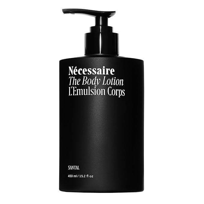 Nécessaire The Body Lotion with Pump. Santal. Multi-Peptide Firming Lotion to Moisturize, Firm, Strengthen. 2.5% Niacinamide, Vitamin C/E + Omega 6/9. 450ml / 15.2 fl oz-Velvo Beauty