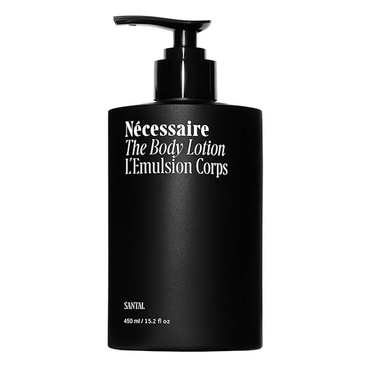 Nécessaire The Body Lotion with Pump. Santal. Multi-Peptide Firming Lotion to Moisturize, Firm, Strengthen. 2.5% Niacinamide, Vitamin C/E + Omega 6/9. 450ml / 15.2 fl oz-Velvo Beauty