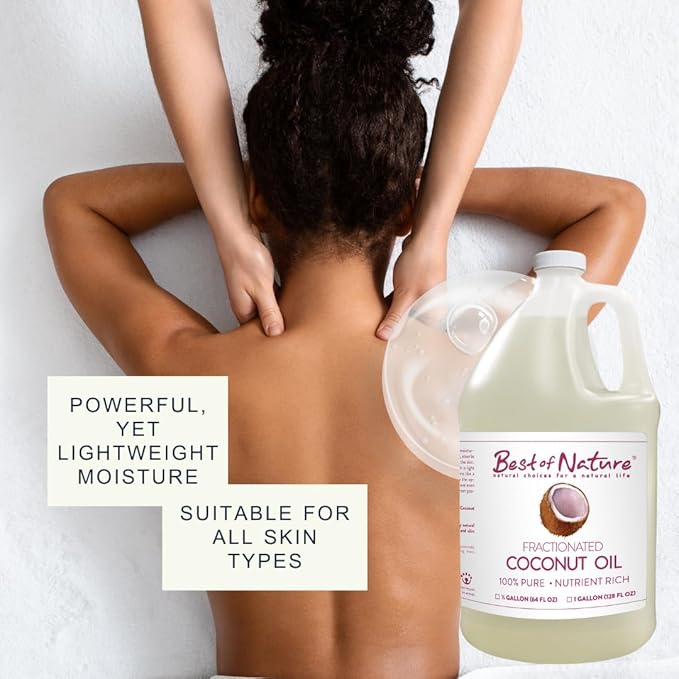 Best of Nature 100% Pure Fractionated Coconut Oil - Liquid MCT Massage & Body Oil, Unscented Moisturizer for Hair, Skin, Face, Aromatherapy Carrier for Essential Oils, 5 Gallon Pail (640 fl oz)-Velvo Beauty