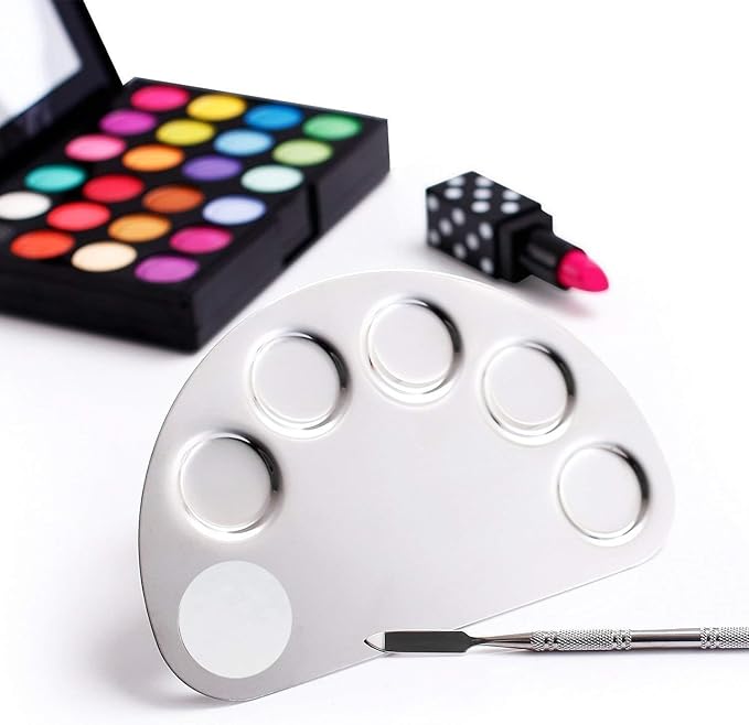 Stainless Steel Colour Professional 5 Paint Wells Palettes with Lid (Set of 1, Silver)-Velvo Beauty