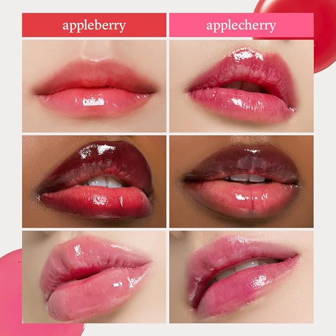 NOONI Korean Lip Oil Set - Appleberry & Applecherry | Long-Lasting, Moisturizing, Plumping, Revitalizing for Dry Lips, Waterproof, No Peel Off, 0.12 FL Oz x 2ea-Velvo Beauty