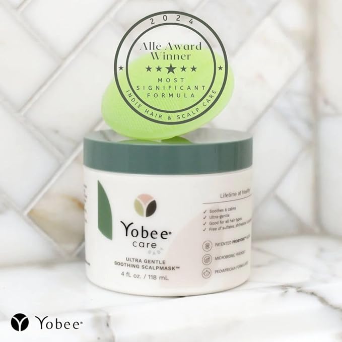 Yobee Ultra Gentle Soothing Scalp Mask - Dry Scalp Treatment Hair Mask Safe For Sensitive Baby Skin - Probiotic Infused - For Sensitive Scalp & Cradle Cap - For Babies, 4 fl oz-Velvo Beauty