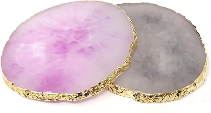 Honbay 2PCS Golden Edge Resin Nail Art Palettes Drawing Plates Manicure Display Tools for Women-Velvo Beauty