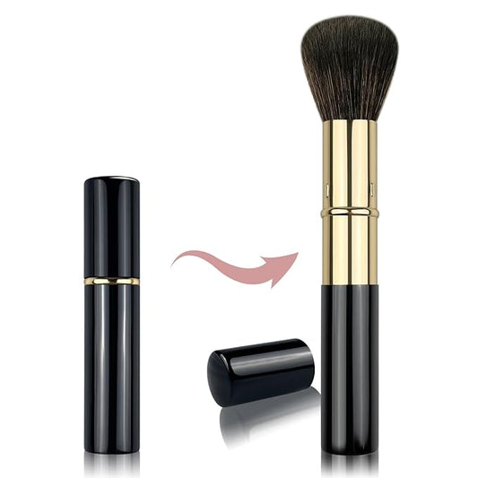 Retractable Makeup Brush, Travel Kabuki Powder Brush, Retractable Blush Brush, for Blush, Bronzer, Buffing, Highlighter Flawless Powder Cosmetics, Travel Friendly-Velvo Beauty
