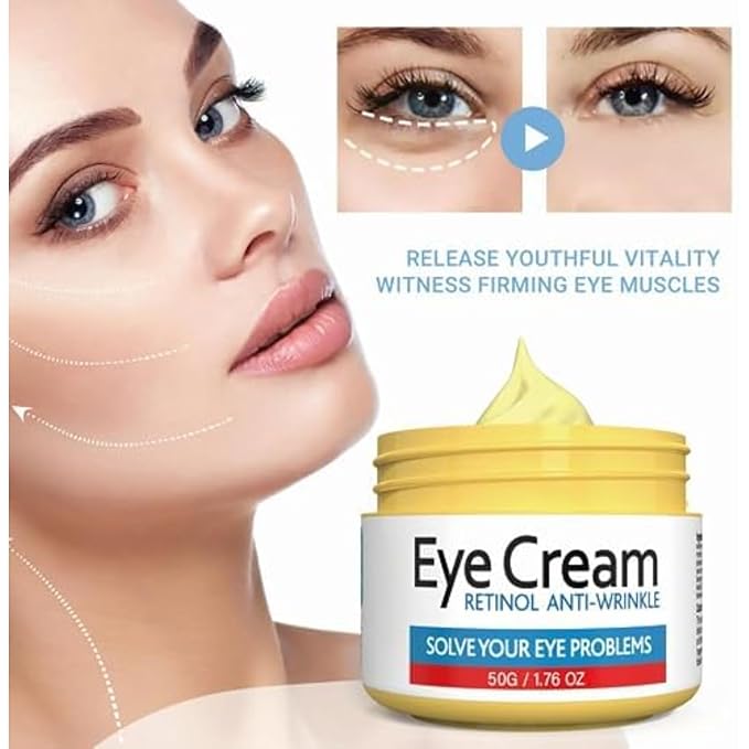 Retinol Eye Cream for Improving Dark Circles and Puffiness Under Eye Bags Under Eye Cream Reduce Aging Line Smoothing Wrinkles and Fine Lines Moisturizing Eye Cream Unisex 1.76OZ/50G-Velvo Beauty