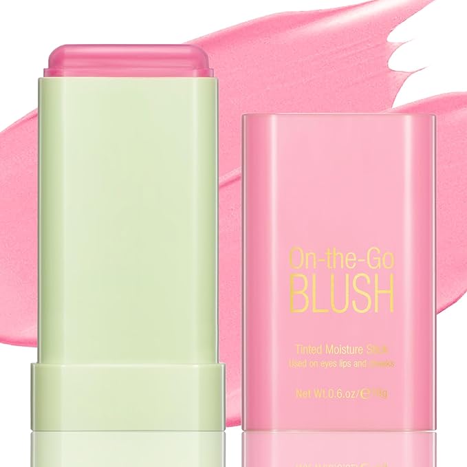 Blush Stick for Cheeks - Cream Makeup Blush Wand, Solid Moisturizer Stick for Cheeks Tint, Natural Blendable Waterproof Korean Matte Long-Lasting Smooth Blushes (#01 Shy Pink)-Velvo Beauty