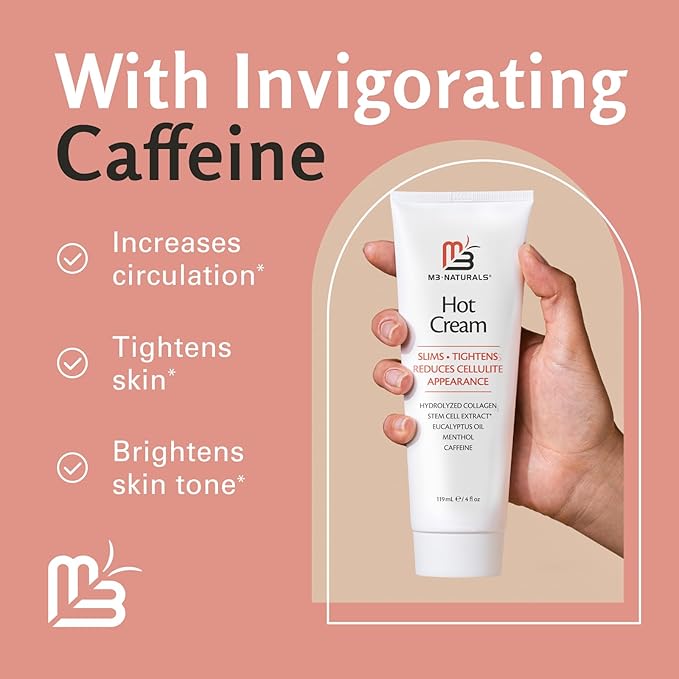M3 Naturals Hot Cream for Belly Butt and Thighs Cellulite Cream for Thighs and Butt Fast Body Sweat Activator with Caffeine and Collagen - Invigorating Sweat Cream for Workouts and Body Sculpting-Velvo Beauty