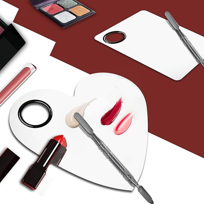 Upgrade Mixing Makeup Palette, Heart Stainless Steel Cosmetic Palette with Spatula Tool, Nail-art Mixing Palette for Cosmetic Pigment Blending-Velvo Beauty