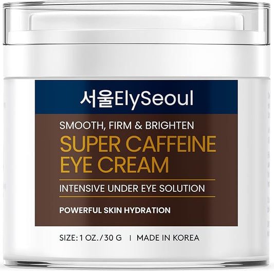 Korean Caffeine Collagen Eye Cream: Puffiness & Dark Circles Under Eye Treatment - Anti-Aging with Peptides & Hyaluronic Acid, 1 oz / 30g-Velvo Beauty