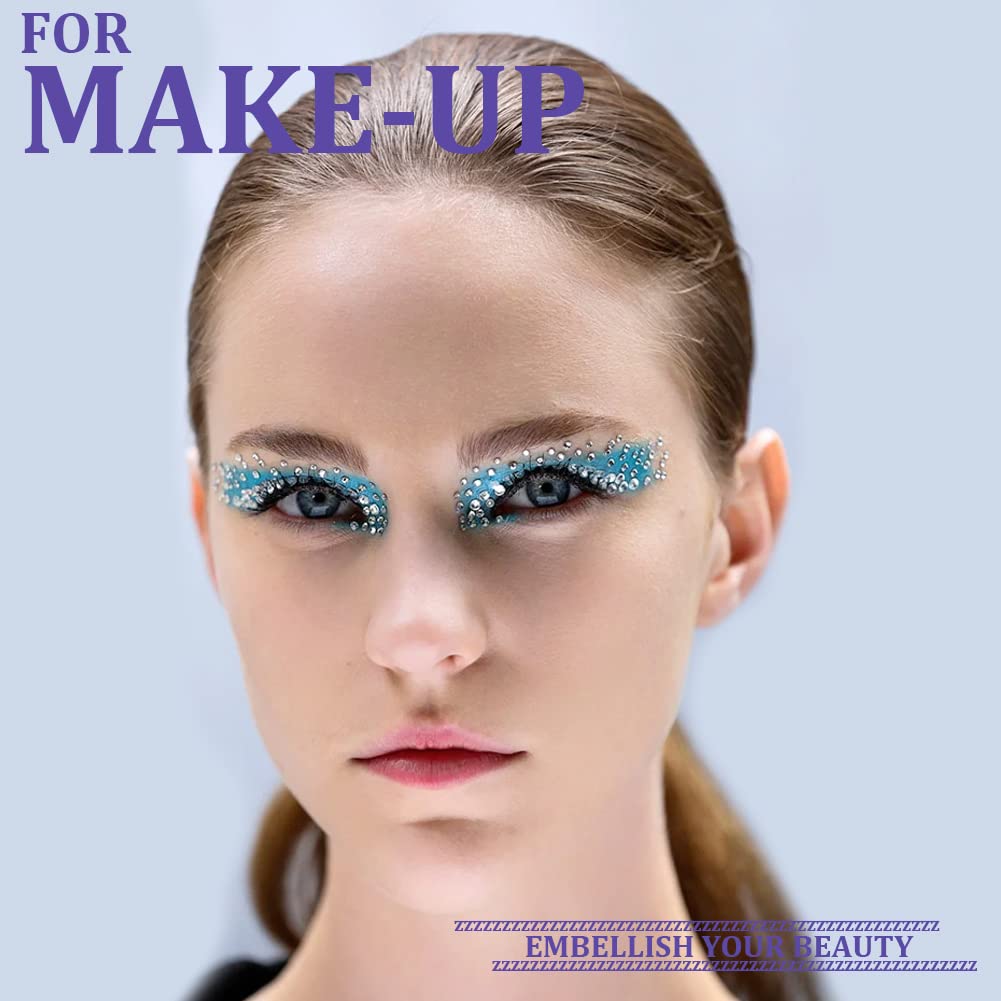 One Pack 2000 Pcs of Flatback Transparent White Clear Round Crystal Rhinestones 6 Sizes (1.5-6 mm) with Nail Art Rhinestone Picker Pencil and Tweezer for DIY and Salon Use-Velvo Beauty