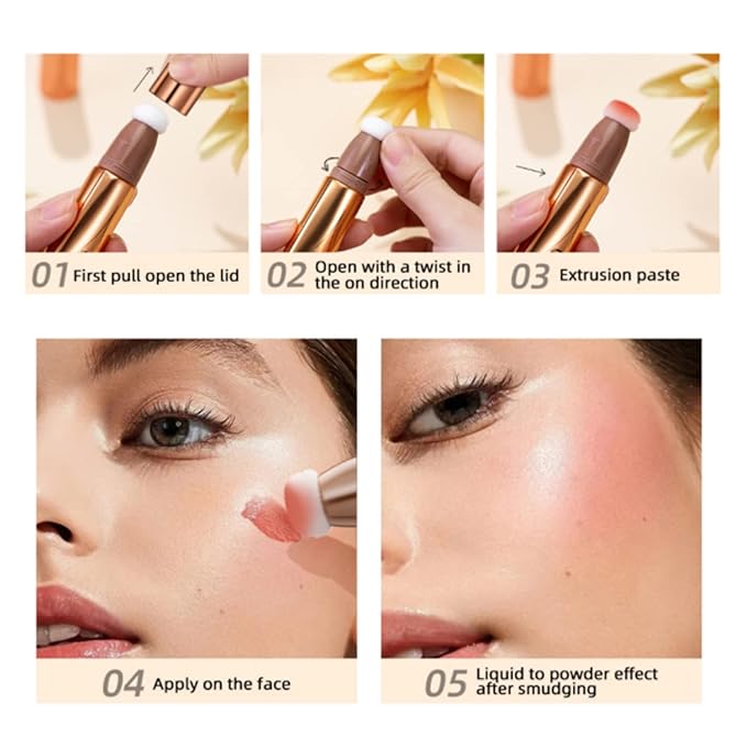 3Pcs Contour Beauty Wand,Liquid Face Concealer Contouring with Cushion Applicator,Liquid Blush Shading Bronzer Stick Natural Matte Finish, Lightweight Blendable Super Silky Cream Contour Stick Makeup-Velvo Beauty