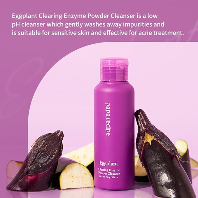 Papa Recipe Eggplant Enzyme Powder Cleanser - Soft Exfoliating Facial Wash for Sensitive Skin (50g, 1.72oz) - Korean Skincare for Radiant, Smooth Complexion, Safe for sensitive skin-Velvo Beauty
