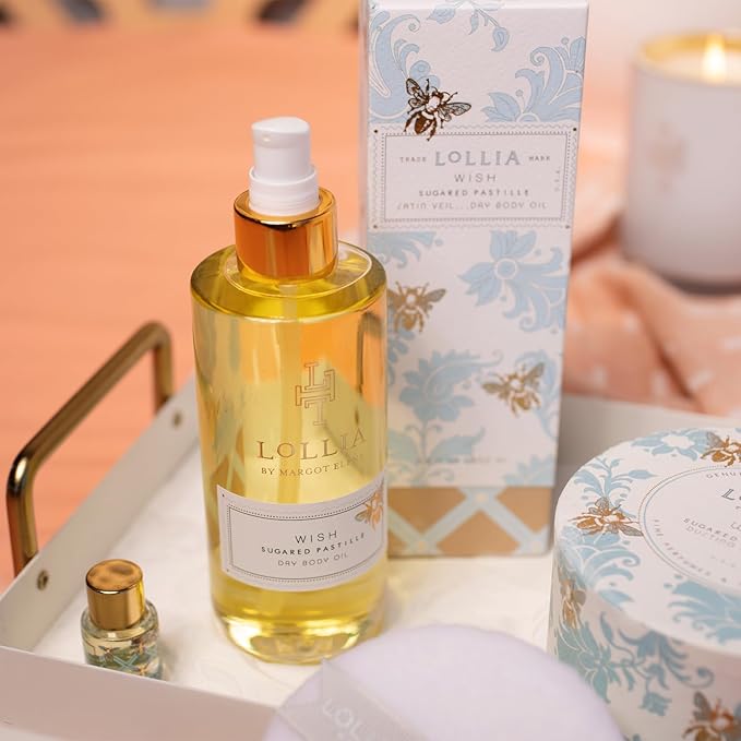 LOLLIA Wish Dry Body Oil, 6.8 Fl. Oz. – Sugared Pastille – Women’s, Scented, Moisturizing, Dry Body Oil for Women, For All Skin Types-Velvo Beauty