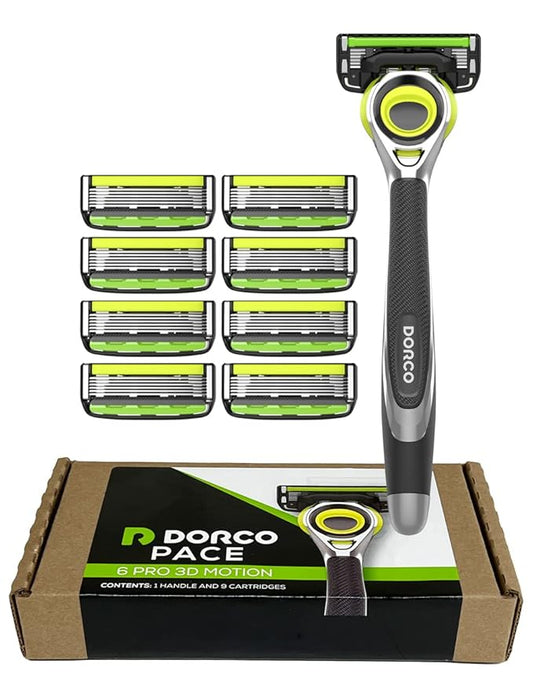 Dorco Pace 6 Pro 3D Motion Razor System - 1 Handle + 9 Cartridge Set-Velvo Beauty