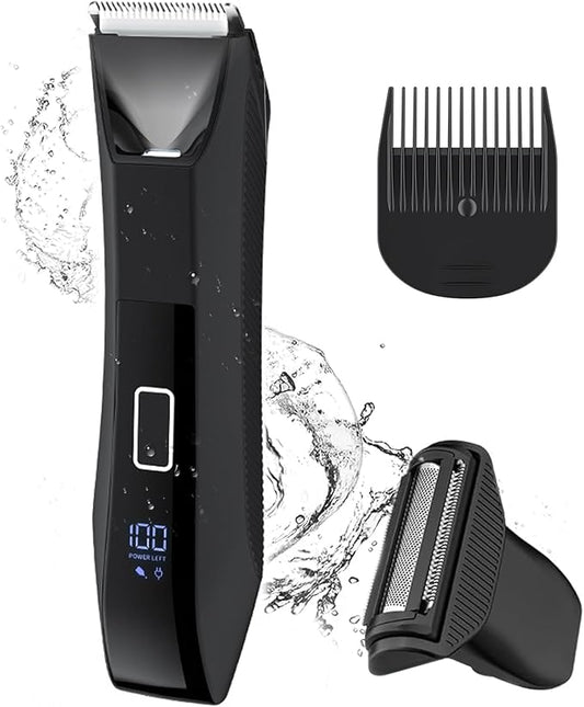 Manscape Ball Trimmer for Men, 2-in-1 Body Hair Groomer and Groin Hair Shaver -Dual-Head Trimmer for No-Nick Shaving, Smooth Grooming, Lightweight with Travel Lock, IPX7 Waterproof, LED Display-Velvo Beauty
