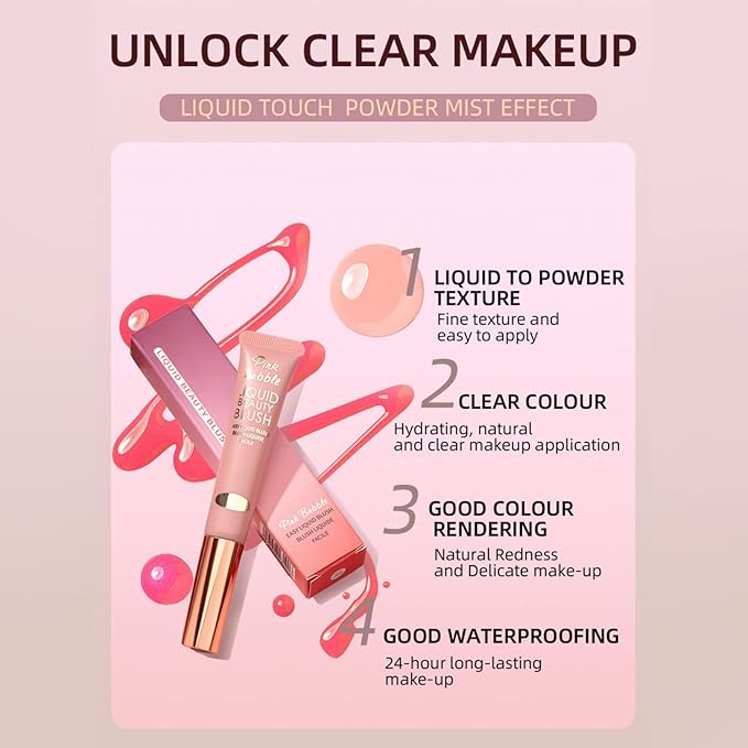 Liquid Blush Makeup Wand, Velvet Cream Blush Stick for Cheeks and Lips, Blush and Highlighter Stick, Easily Blendable, Long-Wearing, Smudge Proof-Velvo Beauty