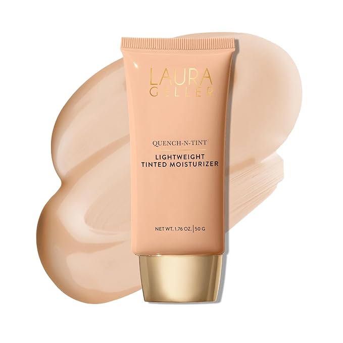 LAURA GELLER NEW YORK Quench-n-Tint Hydrating Foundation - Light - Sheer to Light Buildable Coverage - Natural Glow Finish - Lightweight Formula with Hyaluronic Acid-Velvo Beauty