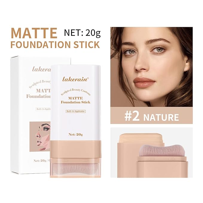 Beauty Balm Serum Boosted Skin Tint, Dual-Ended Eraser Foundation Stick with Brush, Full Coverage Cream Korean Makeup, Long-Lasting Stick for Smooth, Flawless Finish (#2 Nature)-Velvo Beauty