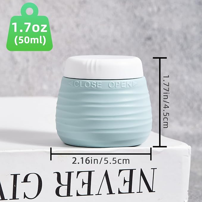 Travel Containers for Toiletries, 1.7oz Travel Size Premium Silicone Cosmetic Cream Jars, TSA Approved Leak-Proof Refillable Accessories W/Toiletry Bag for Cosmetic Face Body Cream(Gray)-Velvo Beauty