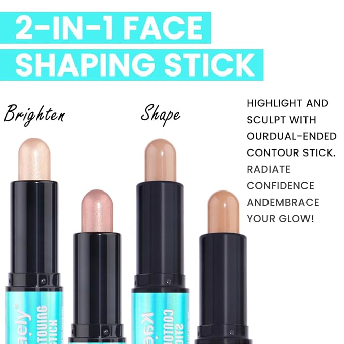 evpct 2in1 Face Shaping & Contouring Stick Cream Contour Concealer Bronzer Stick Makeup Kit for Beginner Face Highlighter Makeup Stick contorno maquillaje de maquillaje, NEW Fair + NEW Light Medium-Velvo Beauty