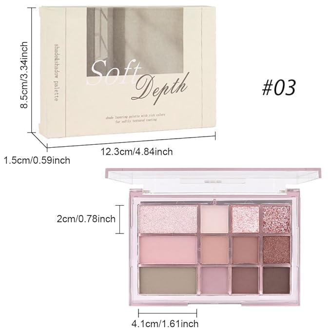 12 Girds Colorful Matte Shimmer Eyeshadow Palette for Eye Makeup,High Pigmented Eye Shadow Primers Powder Palet de sombras de ojos 12-C-Velvo Beauty