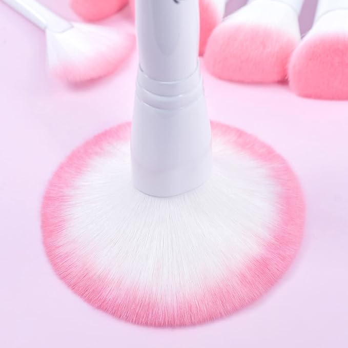 Bueart Design 16Pcs ULTRA SOFT labeled Makeup Brushes set with brush Holder face brush for Foundation Powder Blending Blush wooden Handle(16Pcs White+Pink Holder)-Velvo Beauty