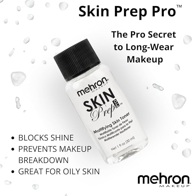 Mehron Makeup Skin Prep Pro Mattifying Skin Toner | Long Lasting Pre-Makeup Skin Primer (1 fl oz)-Velvo Beauty