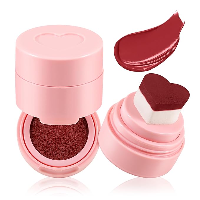 Boobeen Liquid Blush for Cheeks, Buildable & Blendable Face Blusher, Cheek Stamp Blush with Heart-shaped Applicator, Lightweight Air Cushion Blush for Velvet Matte Finish-Velvo Beauty