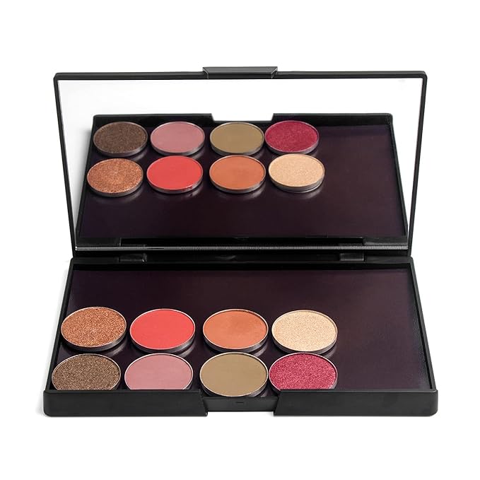 Makeup Magnetic Palette with Mirror and 20Pcs Metal Stickers Empty Storage Palette for Eyeshadow Powder Highlighter, Black-Velvo Beauty