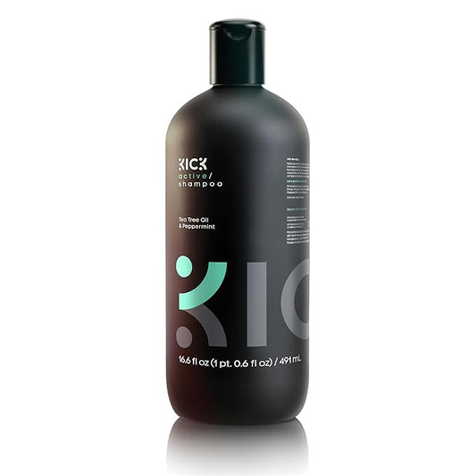 Kick Mens Shampoo - Peppermint & Tea Tree for Oil Control - Sulfate-Free, Refreshing Formula - Anti-Dandruff and Scalp Soothing - Shampoo for Oily Hair - Cruelty-Free - 16.6oz-Velvo Beauty