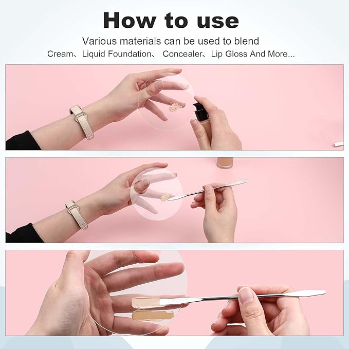 2PCS Makeup Mixing Palette with 2PCS Metal Spatula, Mixing Pigment Palette, Round White Clear Foundation Palette for Make up Eyeshadow Liquid Foundation Cosmetic Nail-Art Pigment Mixing Color-Velvo Beauty