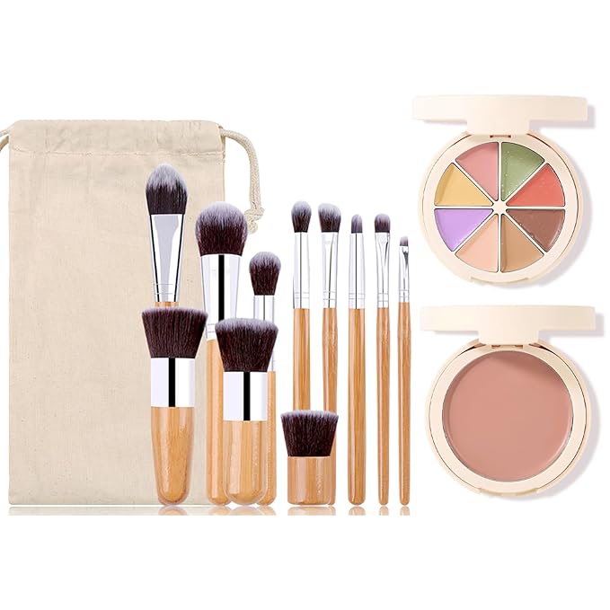 Professional Makeup Cream Contour Palette, Joyeee 8 Colours Concearler Full Coverage & Makeup Brush Set Contour Concearler Palette Contouring Face Make Up Gift for Women Girls-Velvo Beauty