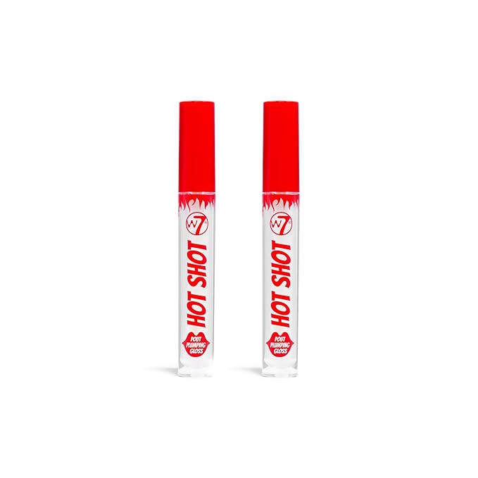 W7 Hot Shot Plumping Gloss Bundle - Enhancing Plump Effect For Fuller Lips - Clear, Natural, High Shine Finish - 2 Pack-Velvo Beauty