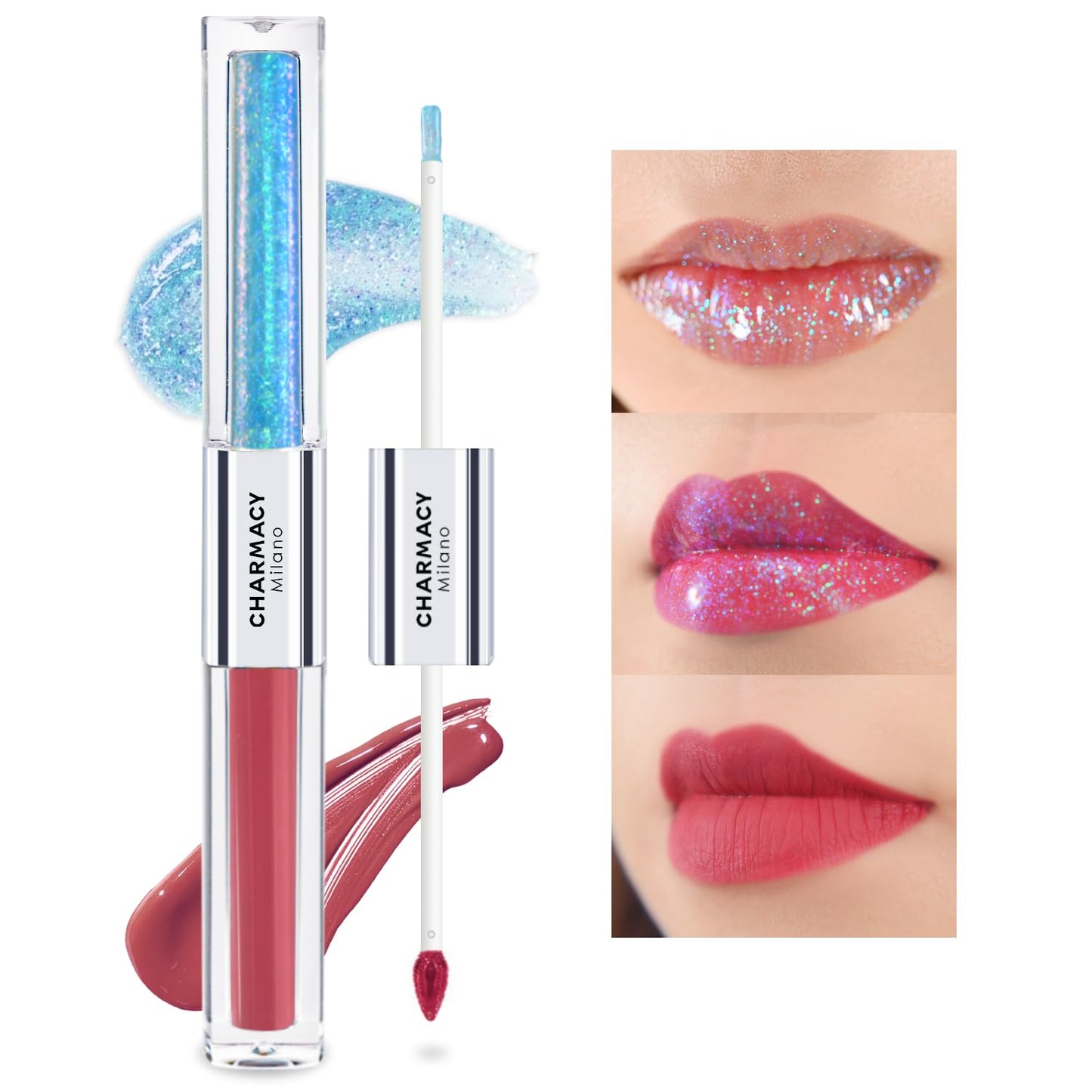 CHARMACY Multichrome Double Head Non-Stick Lip Gloss, Metallic Colourful Lip Glaze, Anti-transfer, Long Lasting Waterproof Liquid Lipstick Makeup (#02)-Velvo Beauty