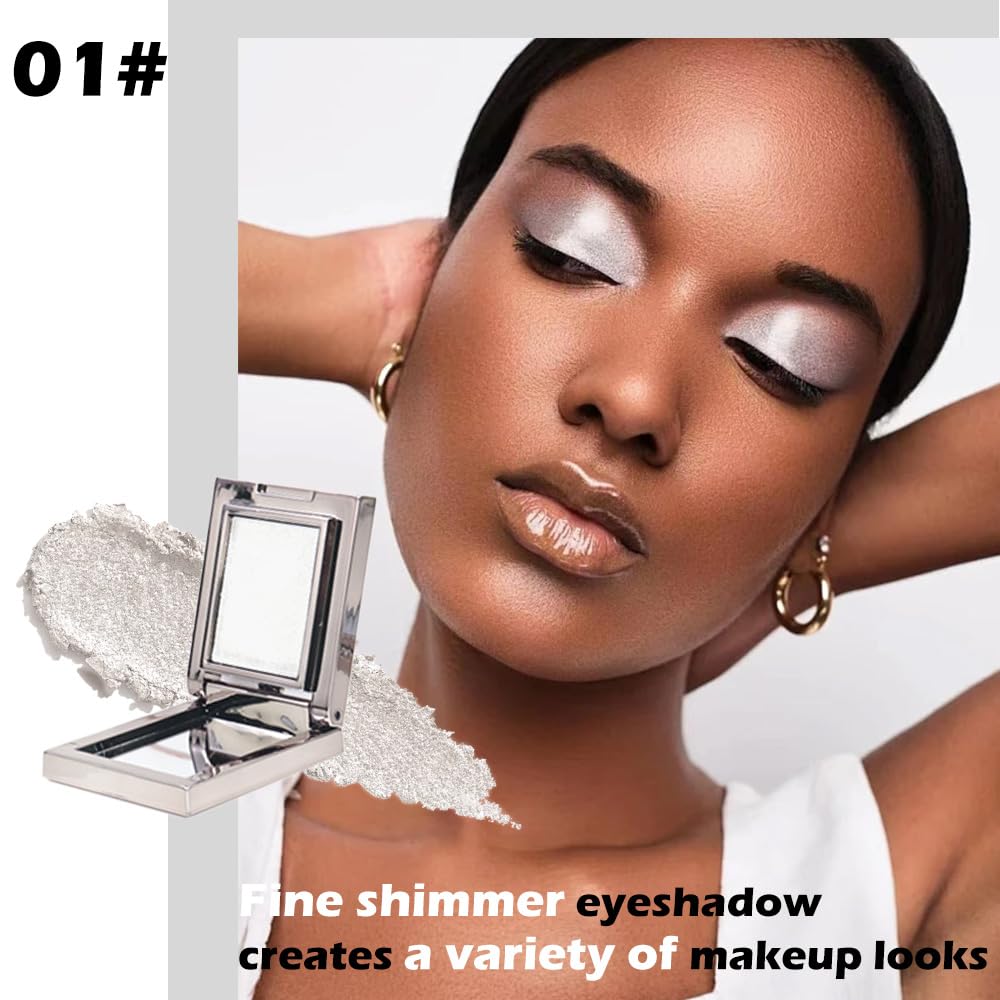 Pearl White Shimmer Single Eye Shadow Palette Makeup with Mirror,eutral Powder Monochrome Eyeshadow for Older Women,Waterproof Long Lasting Naturing-Looking sombras para ojos-Velvo Beauty