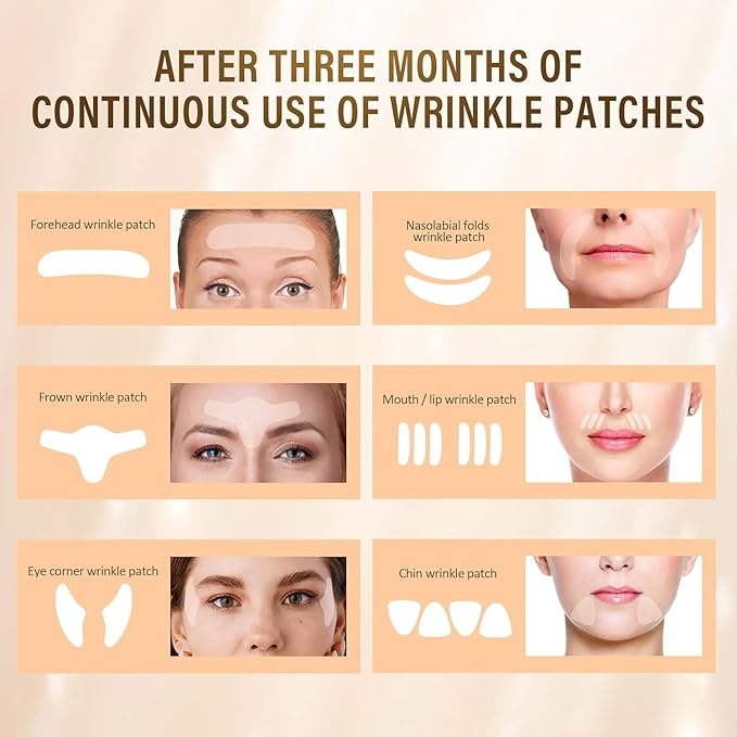 Facial Wrinkle Patches - 192 Pcs Face Patches for Overnight to Reduce Forehead Wrinkles, Smile Lines, Fine Lines & Chin Wrinkles, Anti Wrinkle Facial Patch for Women-Velvo Beauty
