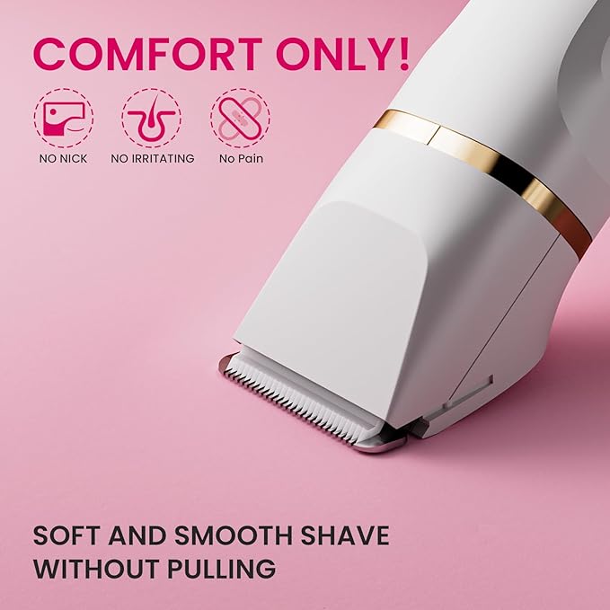 Electric Razors for Women, 5-in-1 Wet/Dry Bikini Trimmer with USB Charge Dock, Deluxe Facial Hair Removal, Wet/Dry Body Shaver for Nose Eyebrows Beard Underarm Leg Arm, IPX7 Waterproof (White)-Velvo Beauty