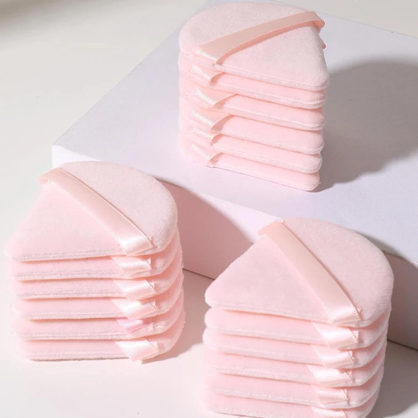 24 Pieces Powder Puff, Triangle Makeup Puff Cotton Powder Face Washable Body Powder Puff for Loose Powder Body Cosmetic Foundation Sponge Makeup Tool (12DP12LP)-Velvo Beauty