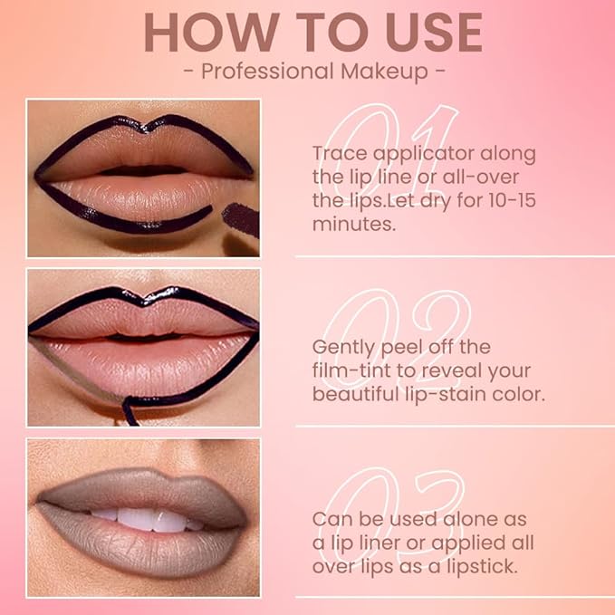 Matte Liquid Lip Stain Peel Off Lip liner Tattoo, Light Taupe Matte Peel Off Lip Stain, Long Lasting Waterproof Lipstick Lip Gloss Stain, Transfer-proof for All Skin Types, 0.12 fl oz 04#-Velvo Beauty
