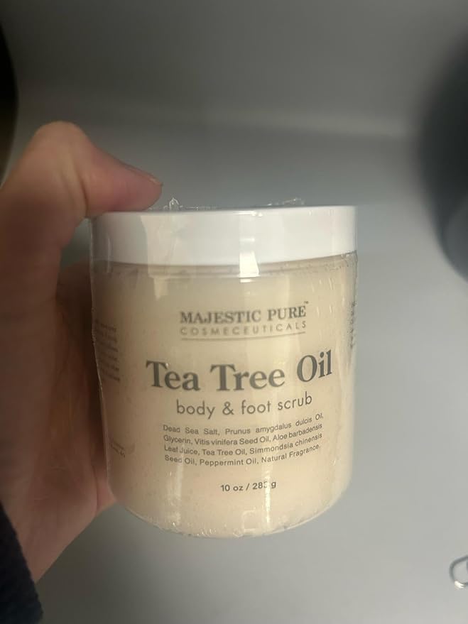 MAJESTIC PURE Tea Tree Foot & Body Scrub with Tea Tree Oil, Exfoliating Salt Scrub to Exfoliate & Moisturize Skin, Deep Cleansing - 10 oz-Velvo Beauty