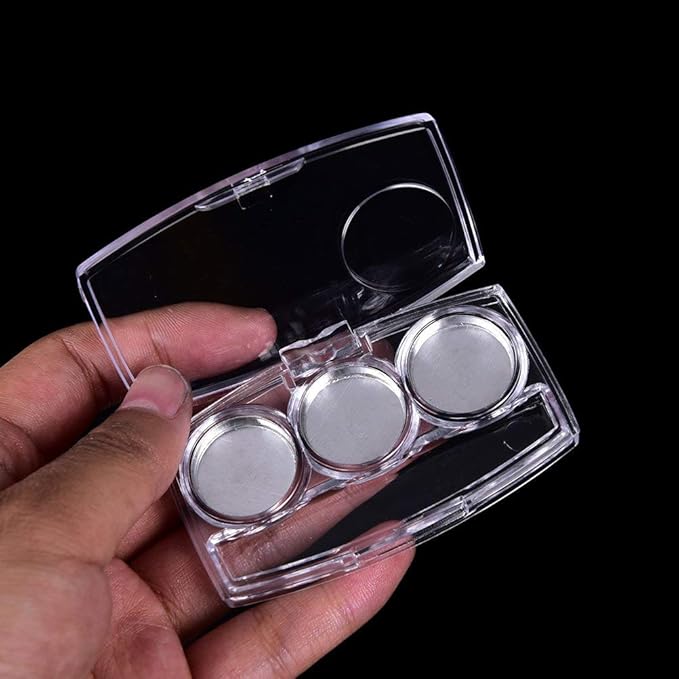 10 Pcs Clear Empty Eyeshadow Palette Plastic Eyeshadow Storage Box Case with 3 Grids Palettes Lipstick Box Pigment Palette Tray Plastic Cosmetics Container Box DIY Makeup Powder Sample Box-Velvo Beauty