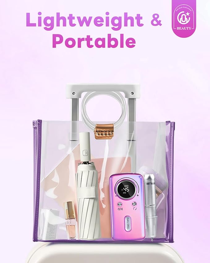 CozyZen Cordless Nail Drill Professional: 45000 RPM Rechargeable Electric Nail File Kit, Portable & Low Noise for Acrylic, Gel Nails, Manicure & Pedicure - Salon & Home Use-Velvo Beauty
