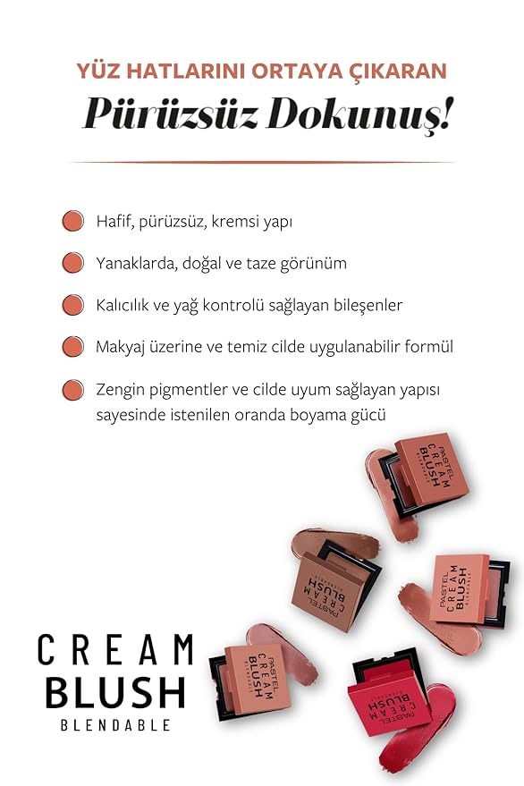 Pastel Cream Blush 46 | Fresh | Healthy & Natural Look | Ligh Weighted Formula | Sebum Control Richly Pigmented | Easily Blendable | Long Lasting | Semi Matte | 0.18 oz.-Velvo Beauty