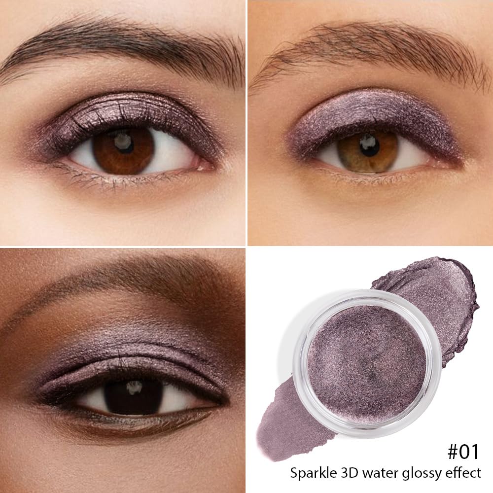 Cream Glitter Dark Purple Shimmer Metallic Eyeshadow Palette Makeup, Natural Single Mini Instant Holographic Eyeshadow For Women, Sombras Crema Para Ojos, Talc, Paraben & Cruelty Free-Velvo Beauty