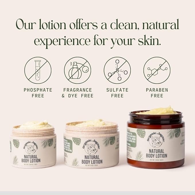 Natural Body Lotion for Sensitive Skin, Scent Free, Sulfate & Paraben Free Body Care, Moisturizer With Essential Oils, Vitamin E Oil, Beeswax, Extra Virgin Olive Oil, Raw Honey, 8 oz-Velvo Beauty