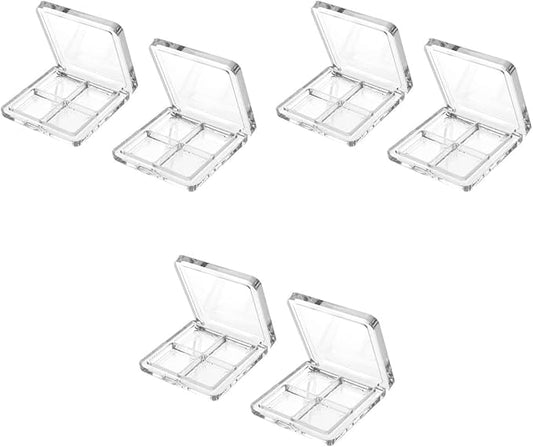 Beaupretty 6 Pieces Empty Eyeshadow Pallet 4 Grids Eye Shadow Lipstick Storage Case Box Clear Makeup DIY Cosmetic Organizer Container-Velvo Beauty