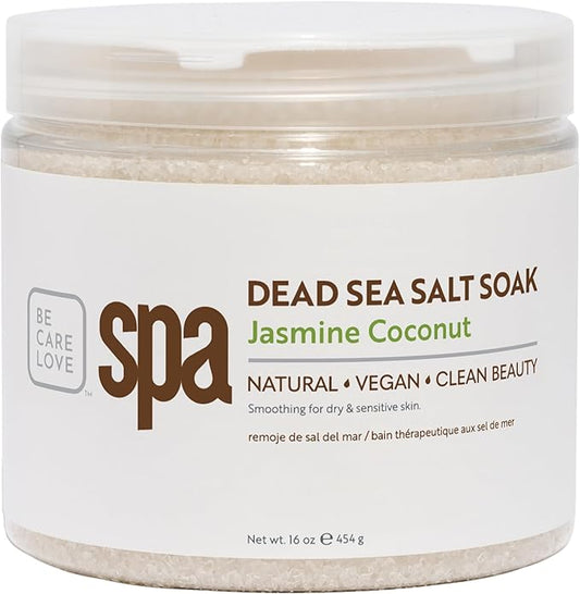 BCL SPA Dead Sea Salt Soak - Bath Salt with Organic Jasmine + Coconut, Shae Butter, Arnica, Aloe Vera Juice, Chamomile, Argan Oil & Jojoba Oil Skin Exfoliator - Home/Professional Use 16 fl oz-Velvo Beauty