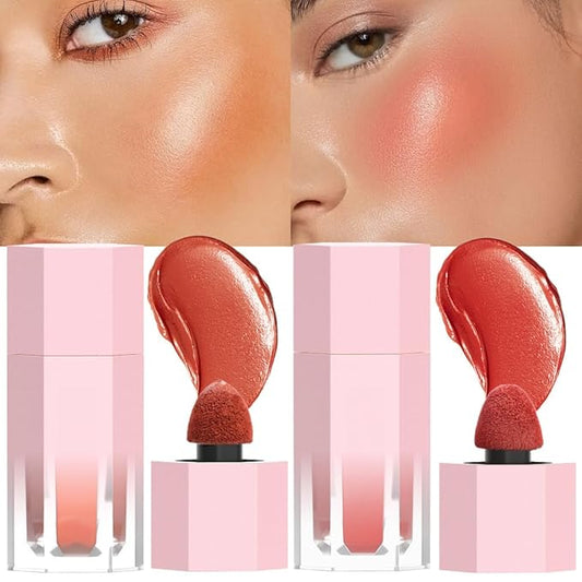 evpct 2Pcs Soft Cream Velvet Liquid Blush Makeup for Cheeks Lips, Moisturizing Lightweight Blendable Feel Waterproof Long-Wearing Smudge Proof Natural Matte Finish Looking Dewy Cheek Tint D110 & D112-Velvo Beauty