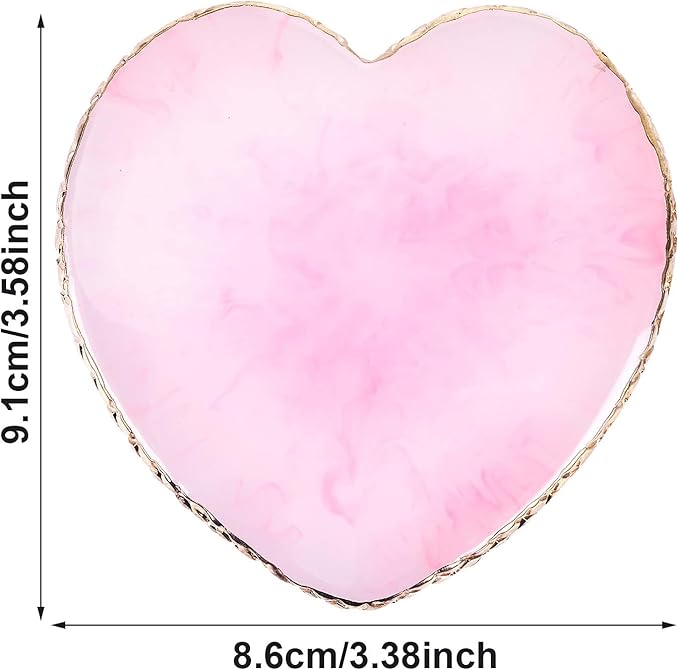2Pcs Heart-Shaped Resin Nail Art Palette, Gold Edge Round Makeup Mixing Palette, Nail Polish Plate, Nail Art Display Board Makeup Plate Cosmetic Mixing Tools Makeup Palettes-Velvo Beauty