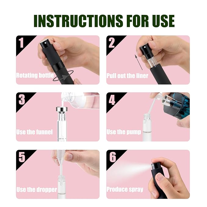 2 PCS/8ml Portable Mini Perfume Atomizer bottles, Empty Refillable Spray Bottle with 3 Types of Refill Tools, Pocket Travel Perfume Sample Bottles(Silver)-Velvo Beauty